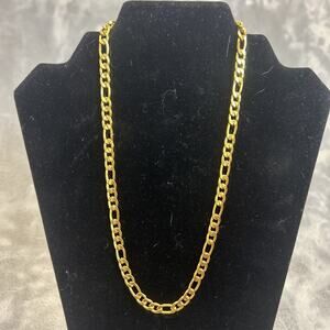 Vintage 90s Chunky Figaro 20"18K Gold Plated Hzman Necklace Chain